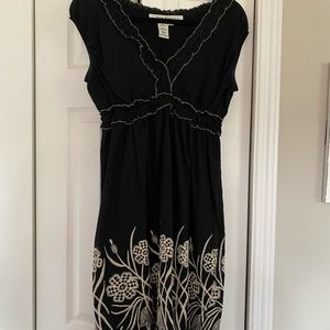 Black cotton dress cap sleeve